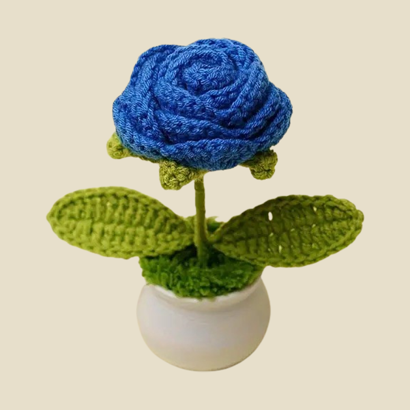 Blue Crochet Rose